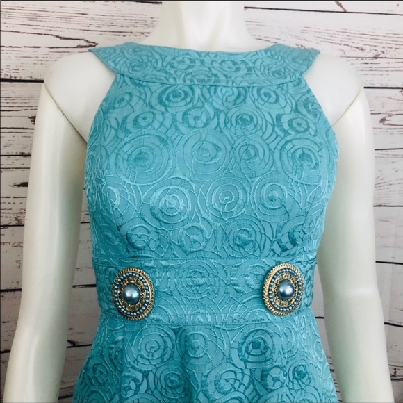 Muse Teal Sheath Dress - Picture 2 of 6